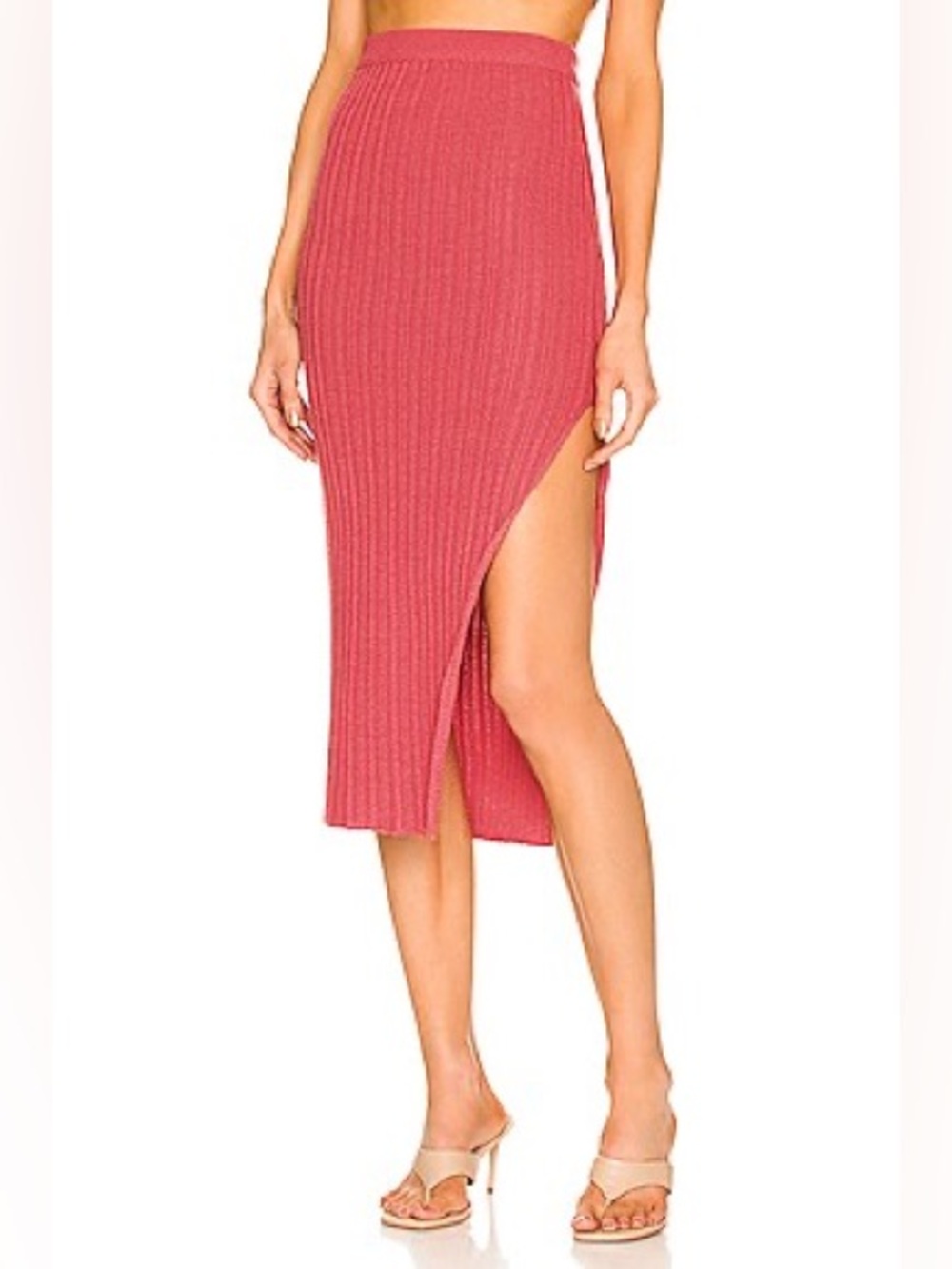Camila Coelho Lyon Skirt Pink Side Slit
Ribbed Knit Midi Pull On Small